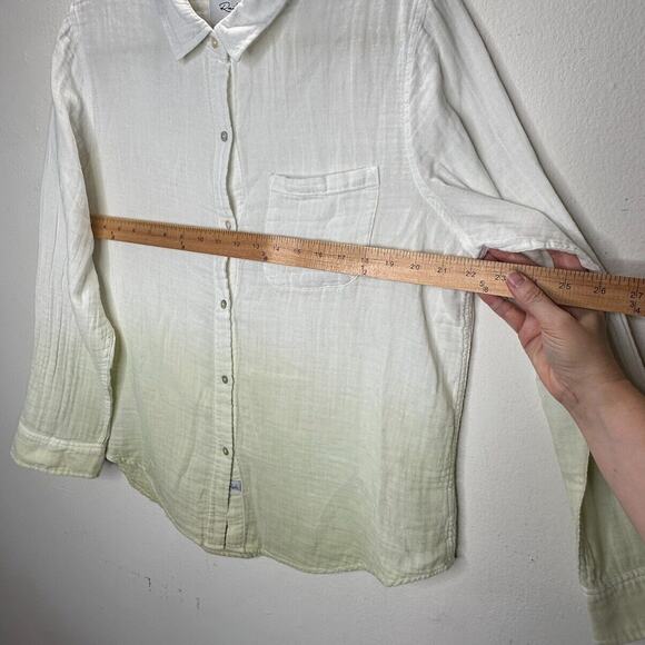 Rails Ellis Blue Mint Dip Dye Button Down Long Sleeve Chest Pocket Gauze Shirt - Picture 14 of 14